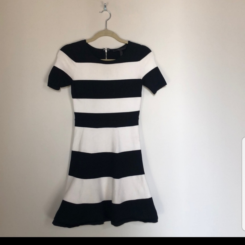 Bcbgmaxazria black and white striped dress